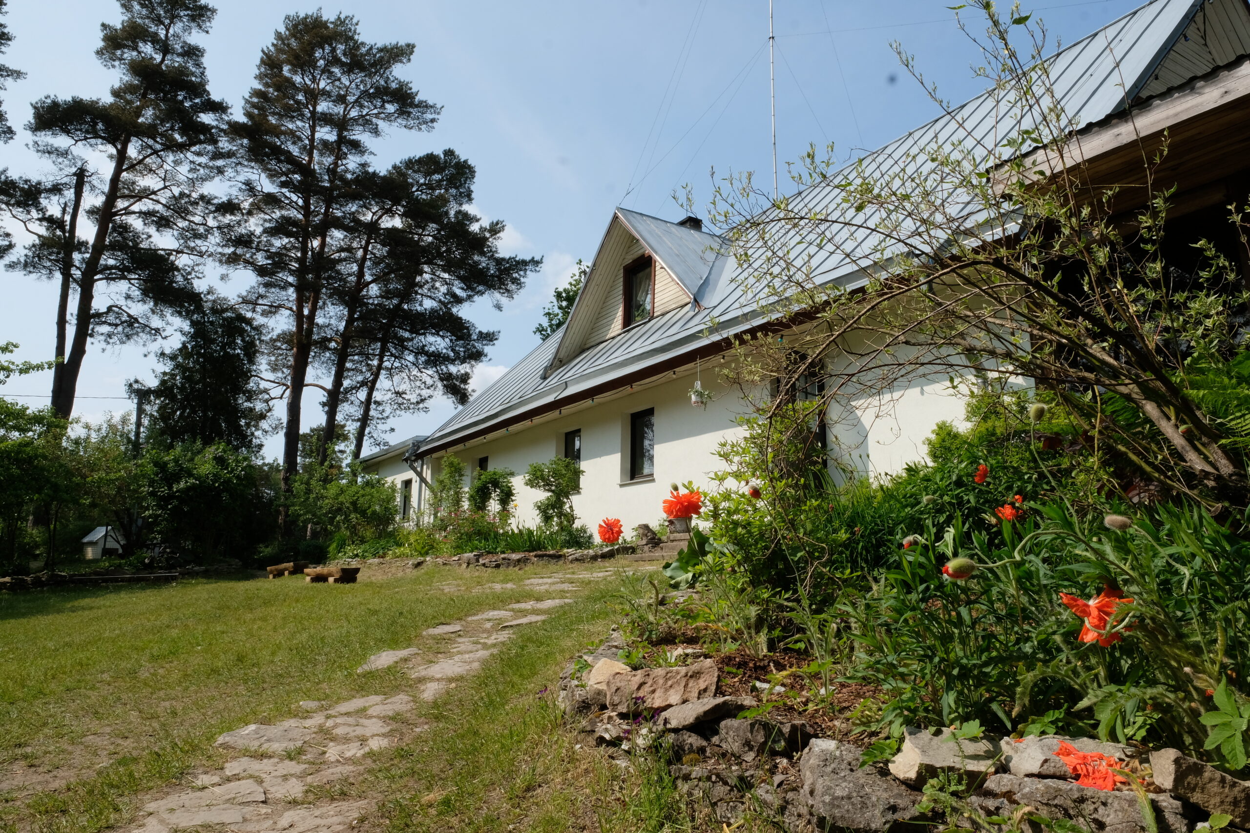 Peamaja ja Lilled moonid kevad 2025 Kallaste Turismitalu ärksa hingega talu Harjumaal